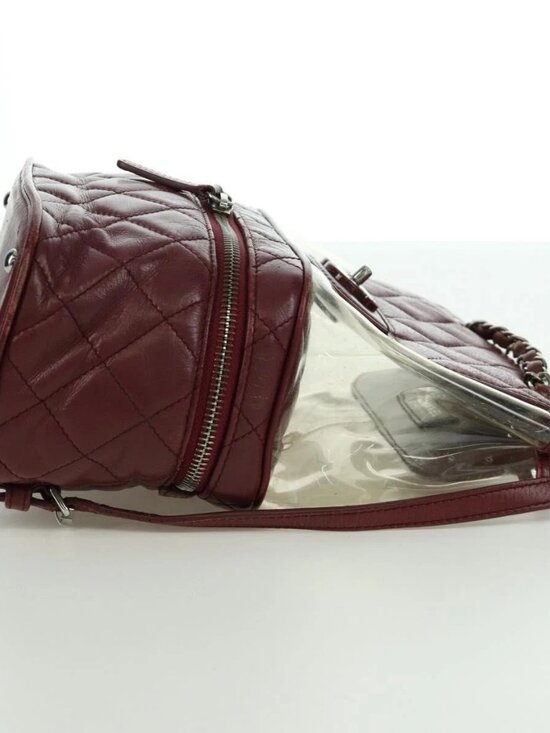 CHANEL Matelasse Chain Backpack Leather Bordeaux Silver CC Auth 172627A